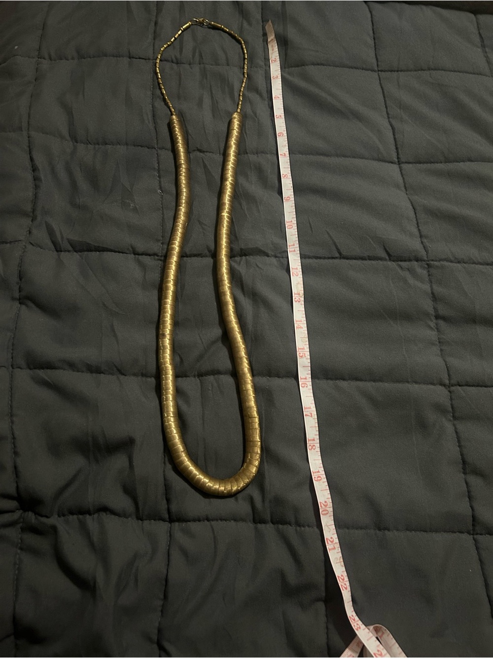 Long Metallic Gold Beaded Necklace